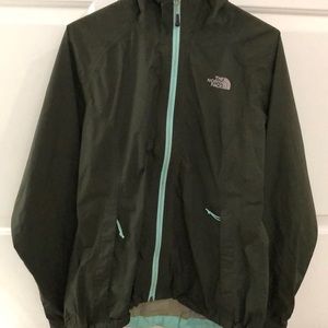 Dark Green North Face Rain Jacket